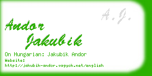 andor jakubik business card